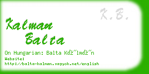 kalman balta business card